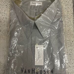 Van Heusen Gray Button Down Dress Shirt for Men 17.5 33/34